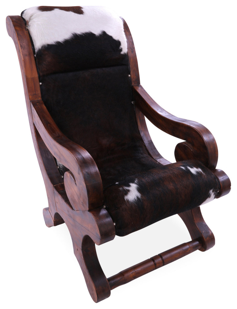 Reclaimed Wood Hair On Cowhide Handcrafted Chair C206 FC   Rustic   Armchairs And Accent Chairs   by Manhattan Rugs  Houzz