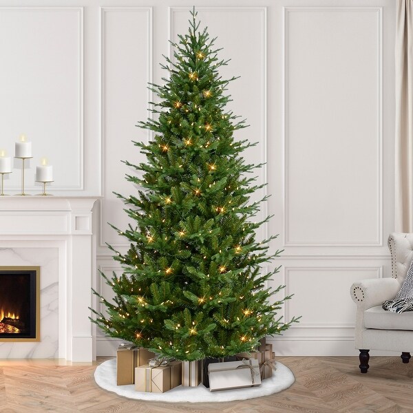 Puleo International 7.5 ft. PreLit Boulderwood Artificial Spruce Tree