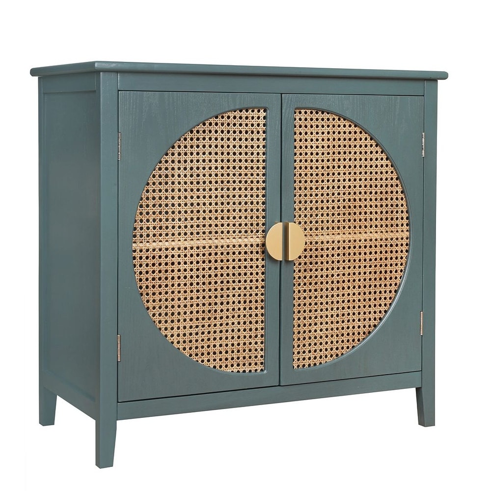 Woven Rattan Wicker Doors Accent Cabinet Sideboard