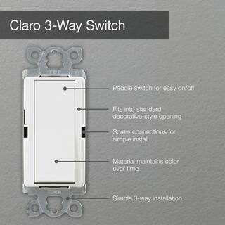 Lutron Claro OnOff Switch 15 Amp3 Way White (CA-3PS-WH) CA-3PS-WH