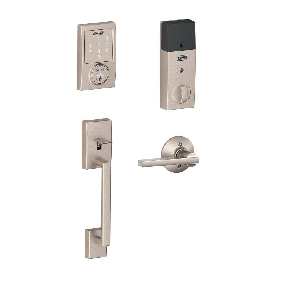 Schlage Camelot Bright Brass Single Cylinder Door Handleset with Avila Handle BE479AA V CEN 619 + FE285 CEN 619 LAT