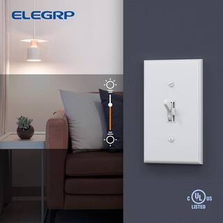 ELEGRP Toggle Dimmer Switch for Dimmable LED CFL and Incandescent Bulbs Single Pole3-Way with Wall Plate White (6-Pack) DM101S-WH6