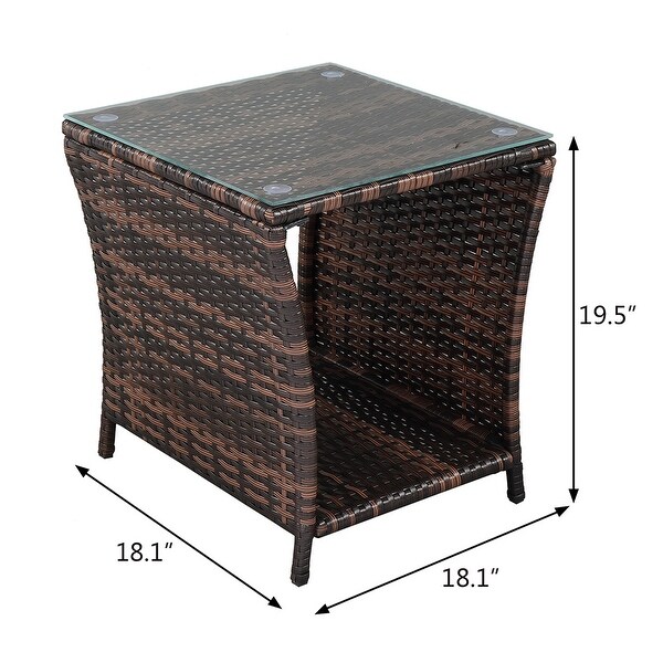 Glass Surface Iron Frame Rattan Fashionable Side Table