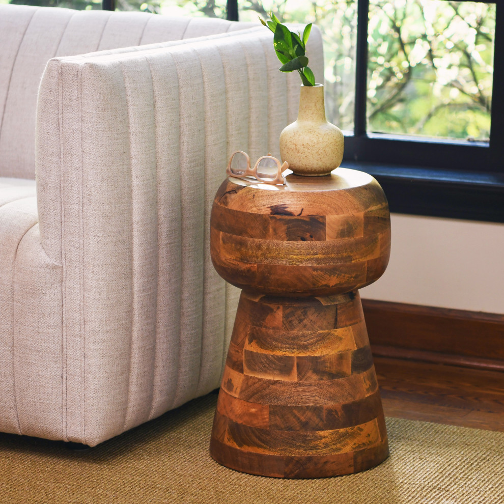 Cuvee Wood Stool or End Table  Natural   Rustic   Side Tables And End Tables   by Creative Co op  Houzz