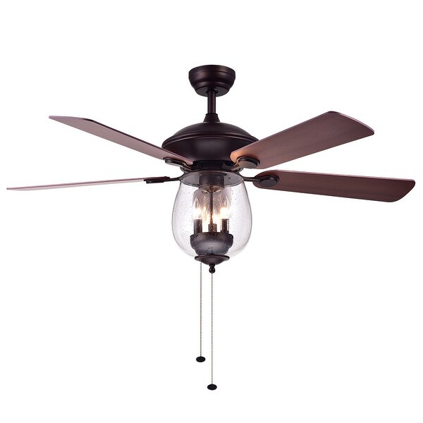 Warehouse of  Tibwald Wood Glass 52-inch 5-blade Lighted Ceiling Fan (Optional Remote) - N/A