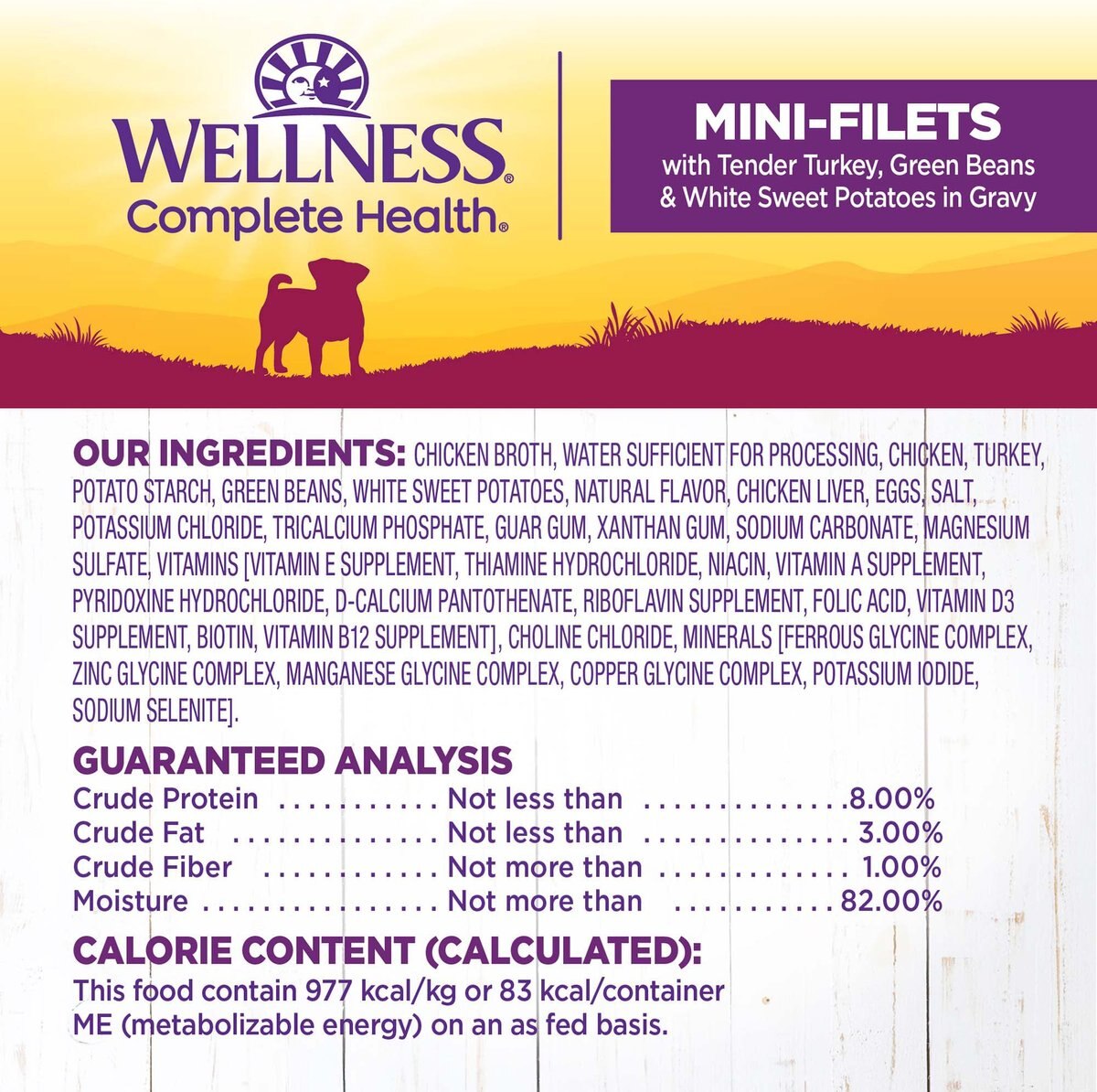 Wellness Petite Entrees Mini-Filets with Tender Turkey， Green Beans and White Sweet Potatoes in Gravy Grain-Free Wet Dog Food