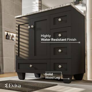 Eviva Happy 28 in. W x 18 in. D x 34 in. H Bathroom Vanity in Espresso with White Carrara Marble Top with White Sink EVVN30-28X18ES