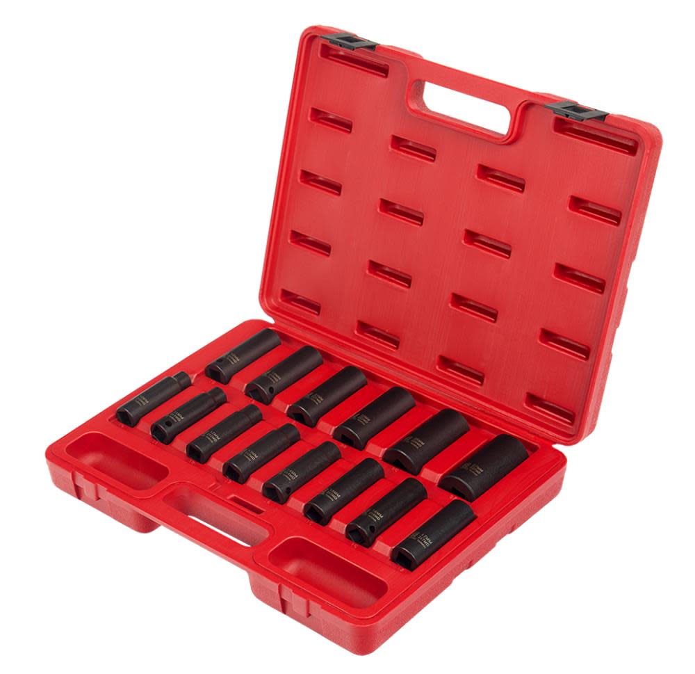 1/2 In. Drive Metric Deep Impact Socket Set 14 pc. ;