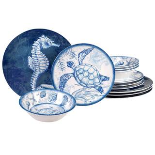 Certified International Oceanic 12-Piece Seasonal Multicolored Melamine Dinnerware Set (Service for 4) 89057