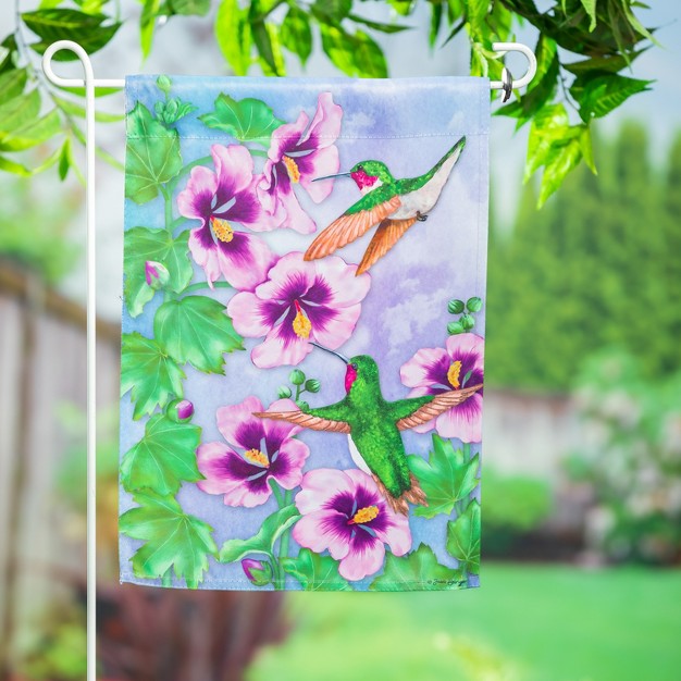 Hummingbird amp Hibiscus Suede Garden Flag