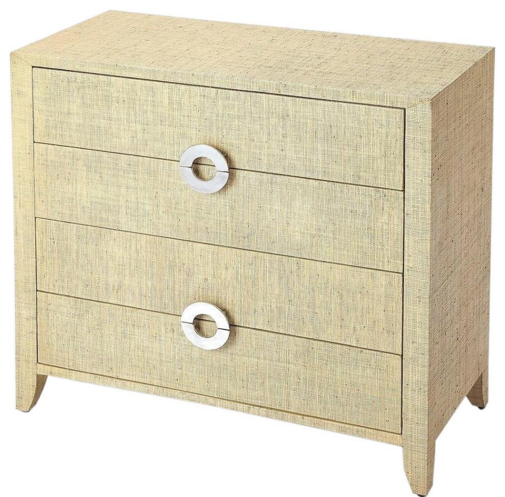 Accent Chest of Drawers Coastal Beach Natural Cream Creme Raffia   Tropical   Accent Chests And Cabinets   by clickhere2shop  Houzz