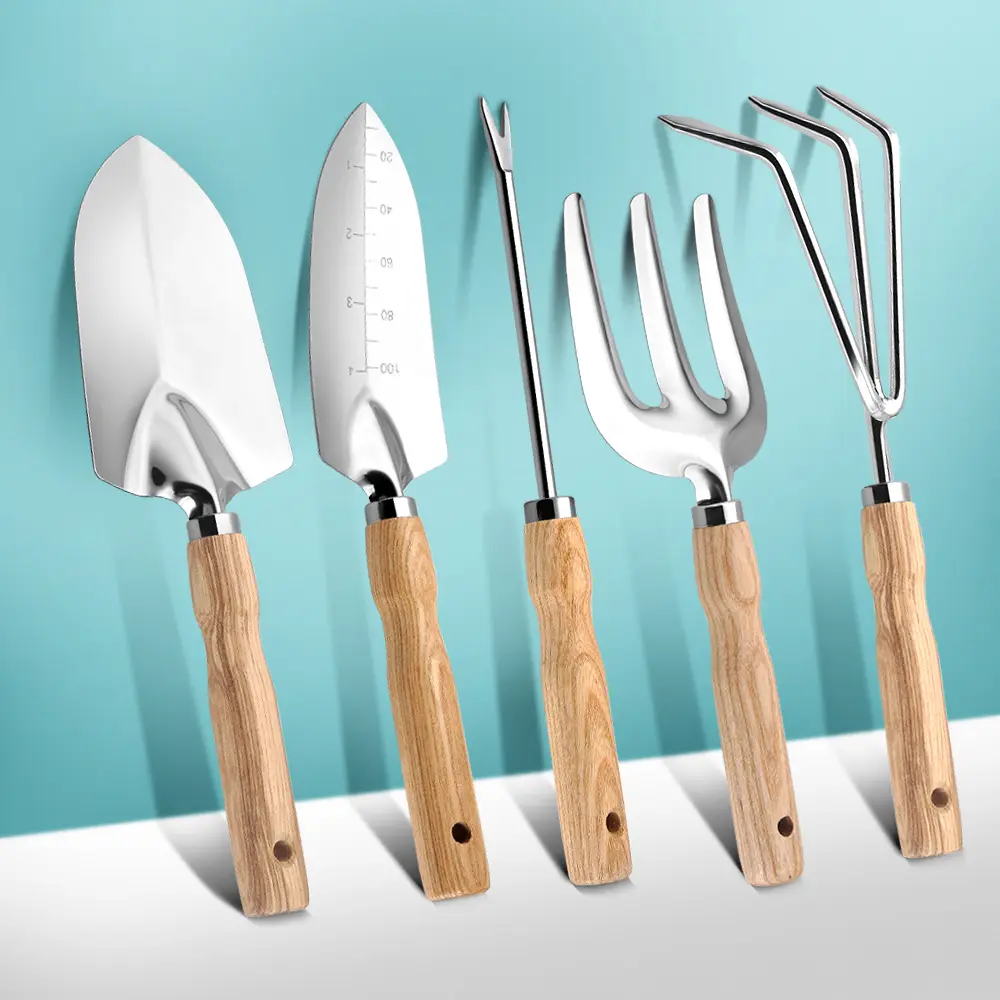 High quality garden tool shovels wooden shovel mini garden hand tools wooden garden tool kit set