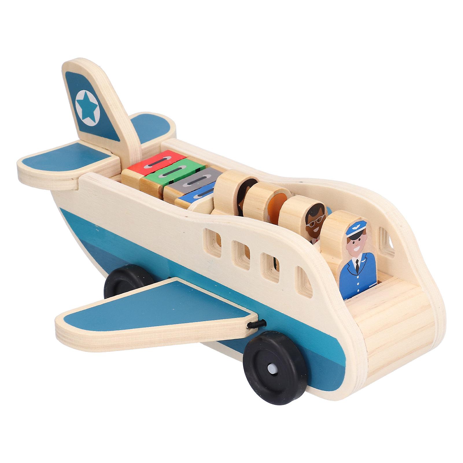 Toddlers Wooden Airplane Play Set Air Passenger Jet Play Toy Educational Airplane Model Toyaircraft