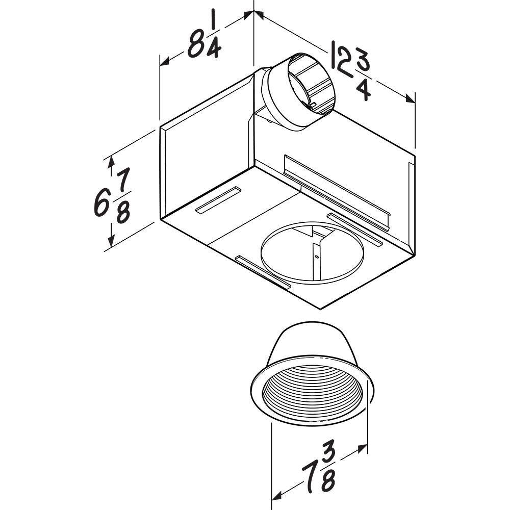 Broan-NuTone 50 CFM80 CFM Recessed Bathroom Exhaust Fan with Light 744L