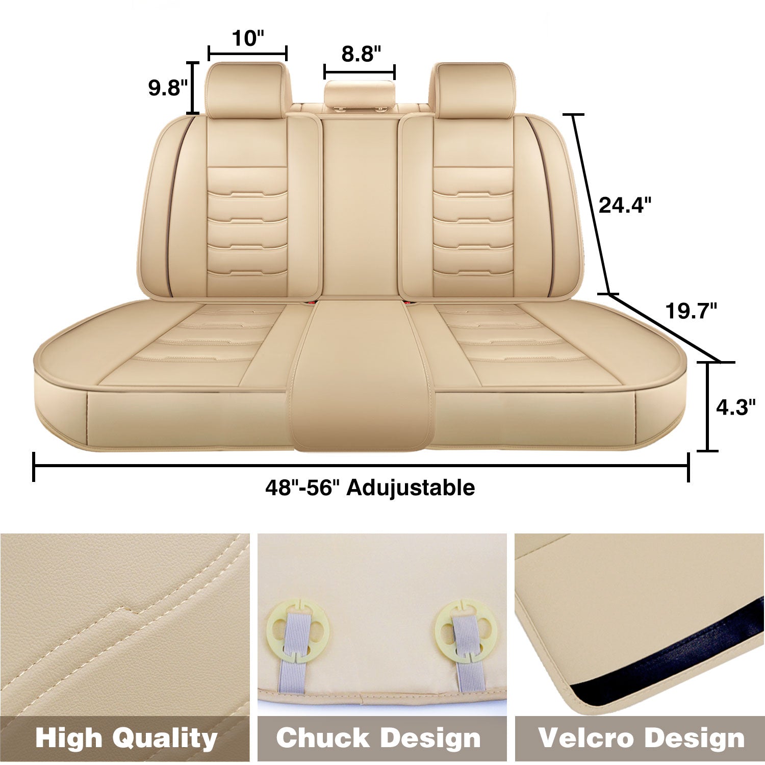 Oture Car Seat Covers Full Set Leather Front and Rear Bench Backrest Seat Cover Set Universal Fit for Auto Sedan SUV Truck