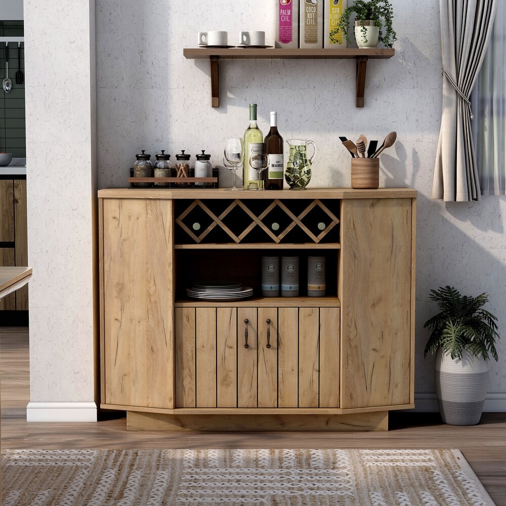 DH BASIC Light Oak Country 4 bottle Lattice Wine Cabinet by Denhour