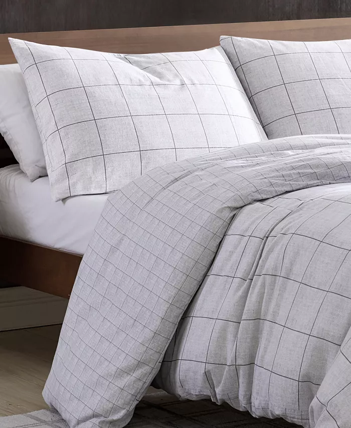 Kenneth Cole New York Holden Grid Duvet Cover Set， 3 Piece， Full Queen