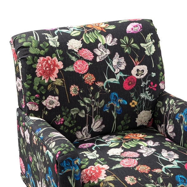 Geltrude Traditional Floral Fabric Design Upholstered Accent Armchair with Nailhead Trim Set of 2 by HULALA HOME