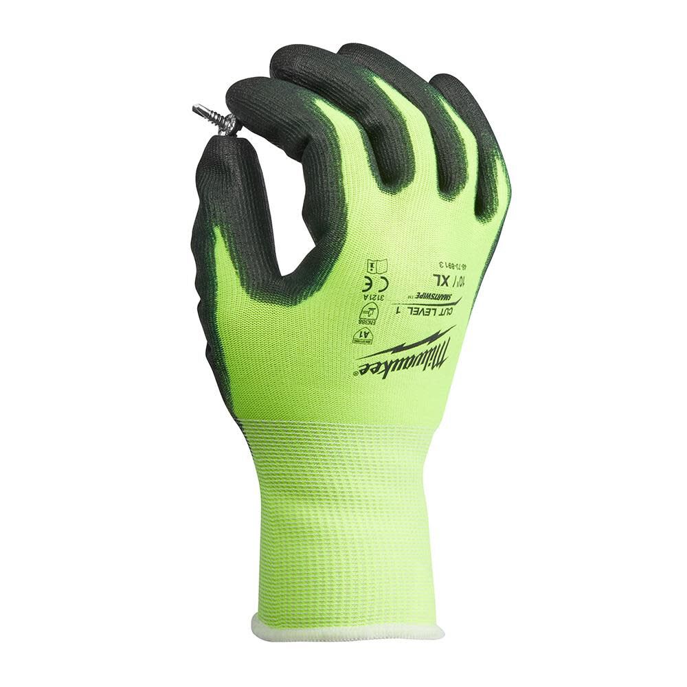 Milwaukee High Visibility Cut Level 1 Polyurethane Dipped Gloves 48-73-8910M910 from Milwaukee