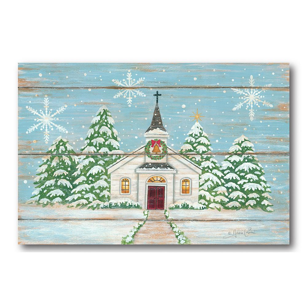 COURTSIDE MARKET White Christmas Chapel Canvas Wall Art