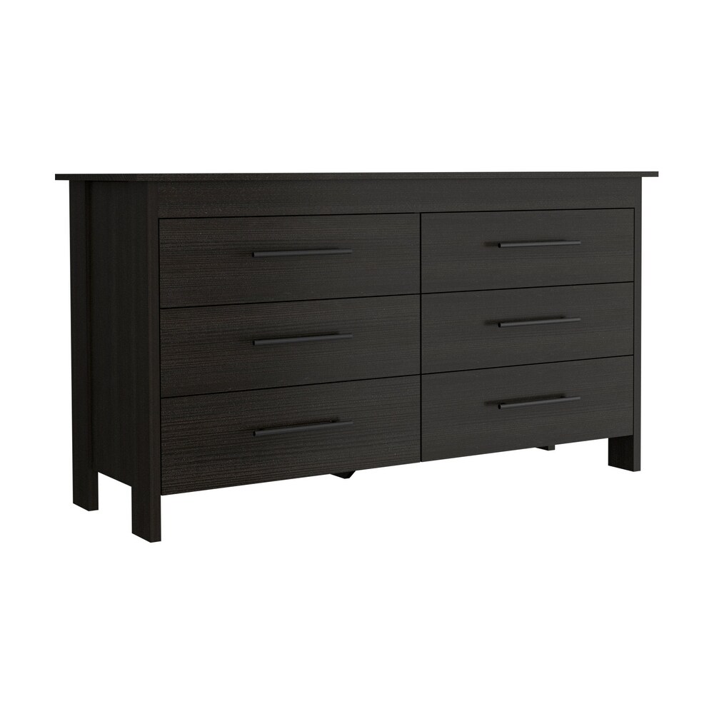 TUHOME Hms Double Dresser with 6 Drawers  4 Legs and Metal Hardware   N/A