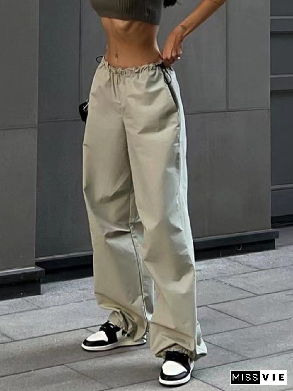 Drawstring Y2K Baggy Parachute Pants