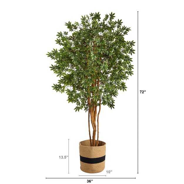 Nearly Natural 6-ft Japanese Maple Artificial Tree In Handmade Natural Cotton Planter