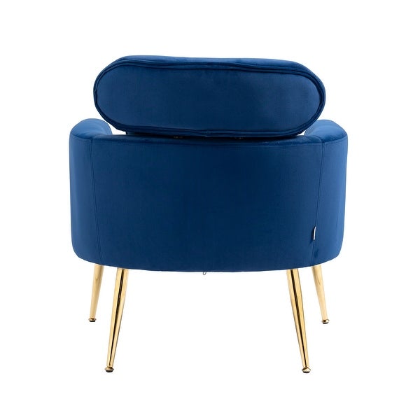 Modern Lounge Accent Chair with Velvet Upholstery， Navy