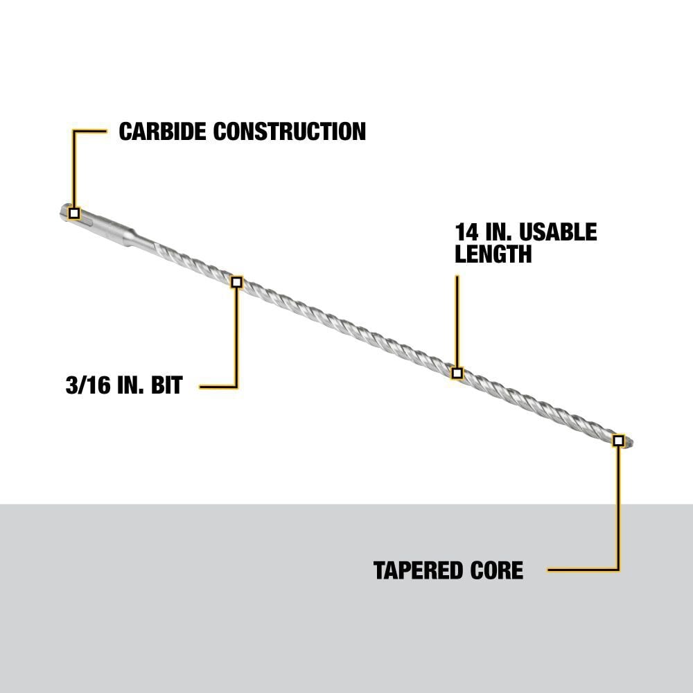 DW 1/4 in x 12 in x 14 in Rock Carbide SDS Plus Hammer Drill Bit DW5421 from DW