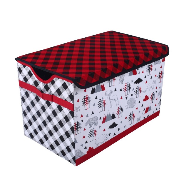 Bacati Lumberjack Red black gray Boys Cotton Storage Toy Chest