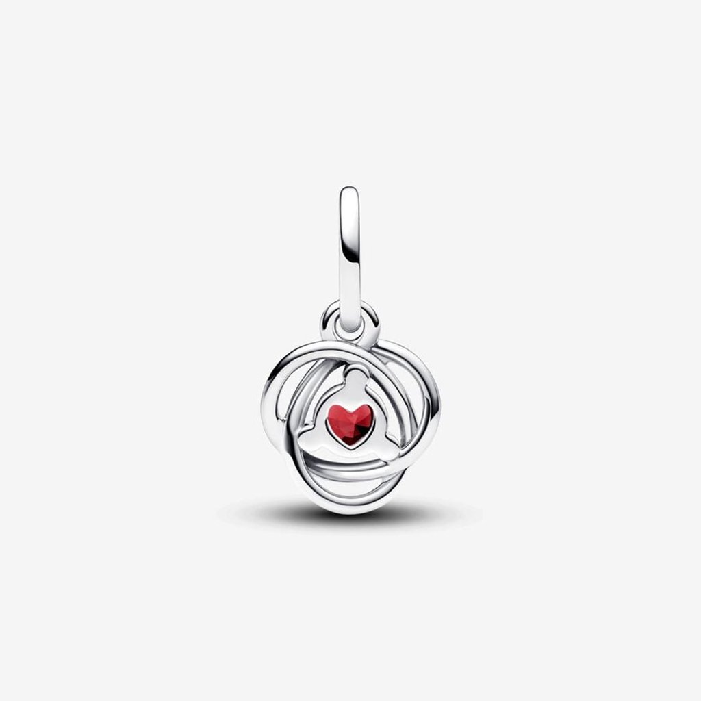 PANDORA  July True Red Eternity Circle Dangle Charm - Sterling Silver