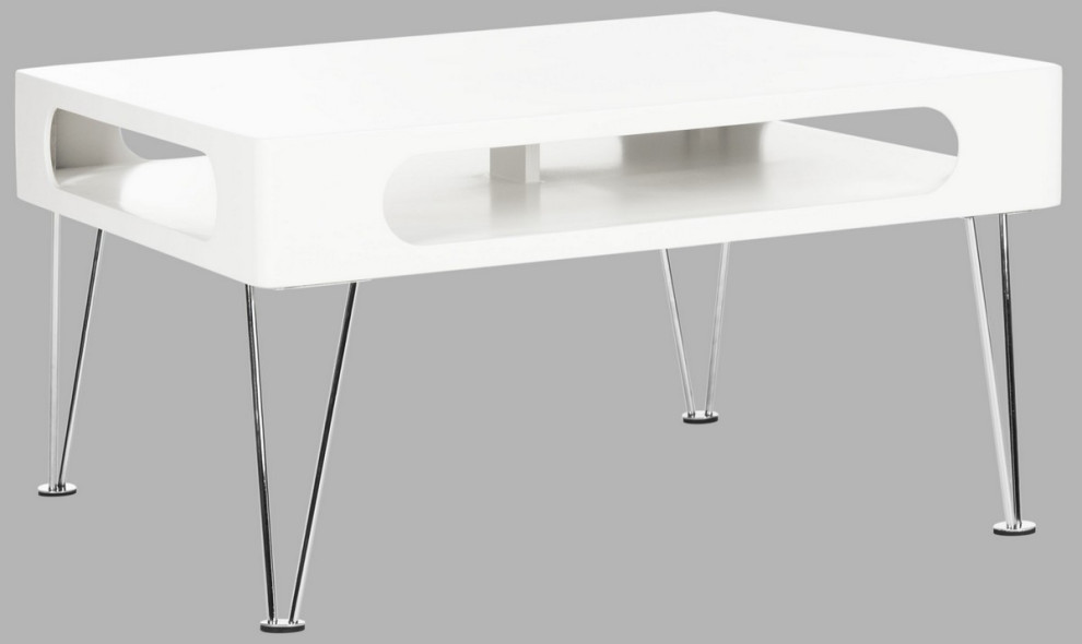 Tilly Coffee Table White/ Chrome   Midcentury   Coffee Tables   by Peachtree Fine Furniture  Houzz