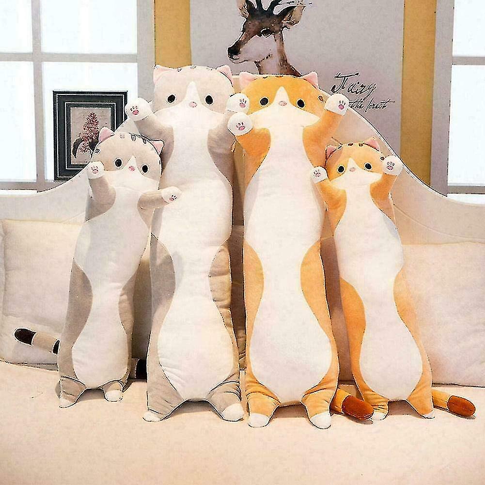 Lovely Plush Cat Doll Cute Cartoon Soft Stuffed Kitten Pillow Long Throw Sleeping Pillow Doll Toy Gi