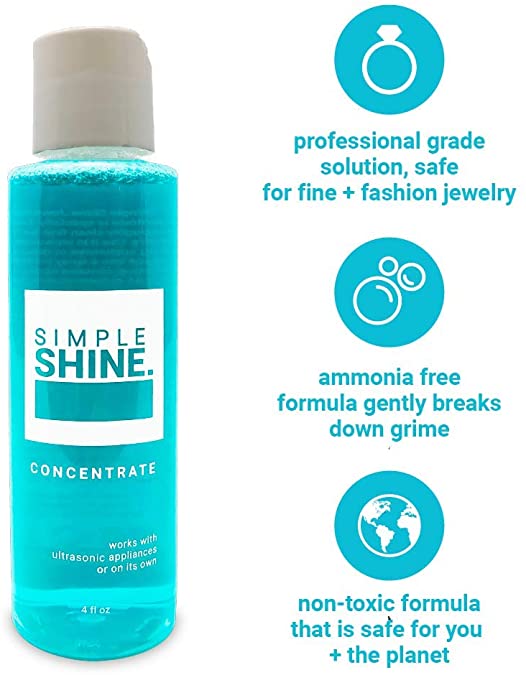 Simple Shine Gentle Jewelry Cleaner Concentrate Liquid for Ultrasonic Cleaners Non-Toxic