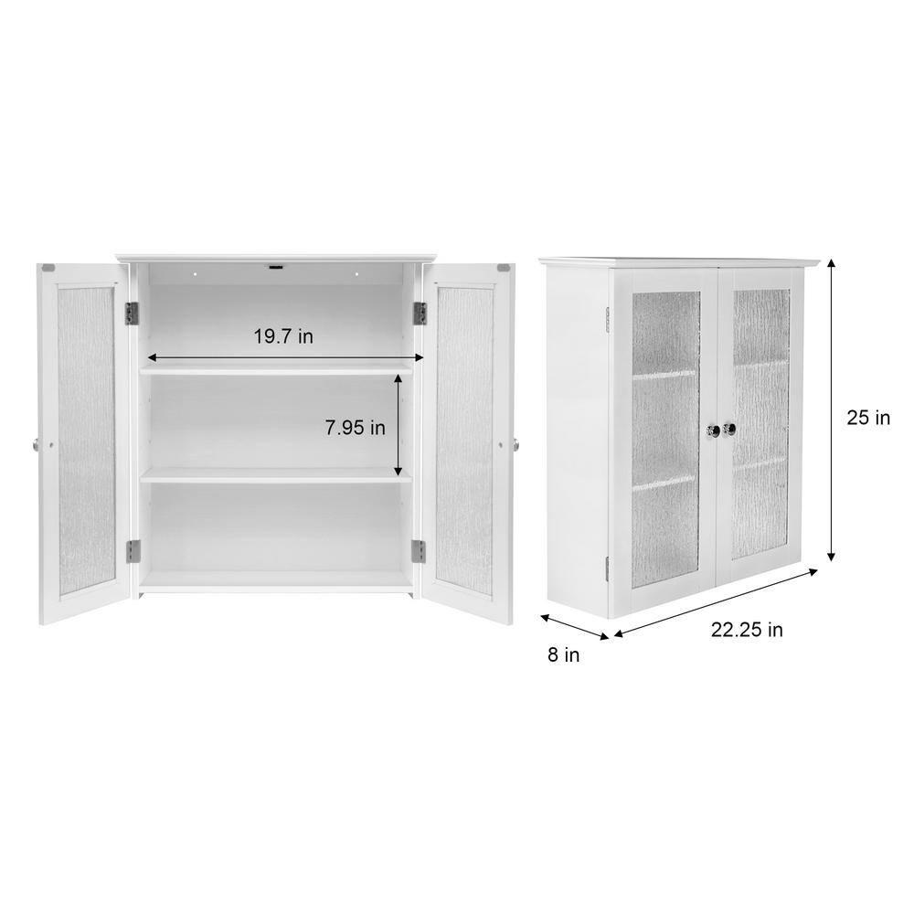 Teamson Home Connor 22 in. W Wall Cabinet with 2 Glass Doors in White ELG-581