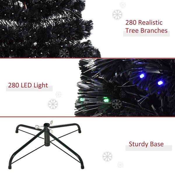 HOMCOM 7 ft. Prelit Christmas Tree with Stand，LED Christmas Tree with Lights