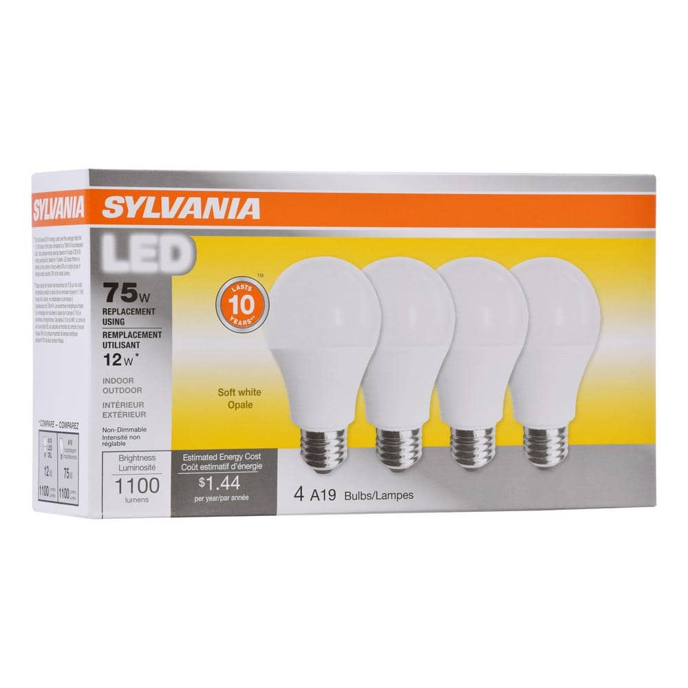 Sylvania 75-Watt Equivalent A19 Non-Dimmable LED Light Bulb Soft White (4-Pack) 78097