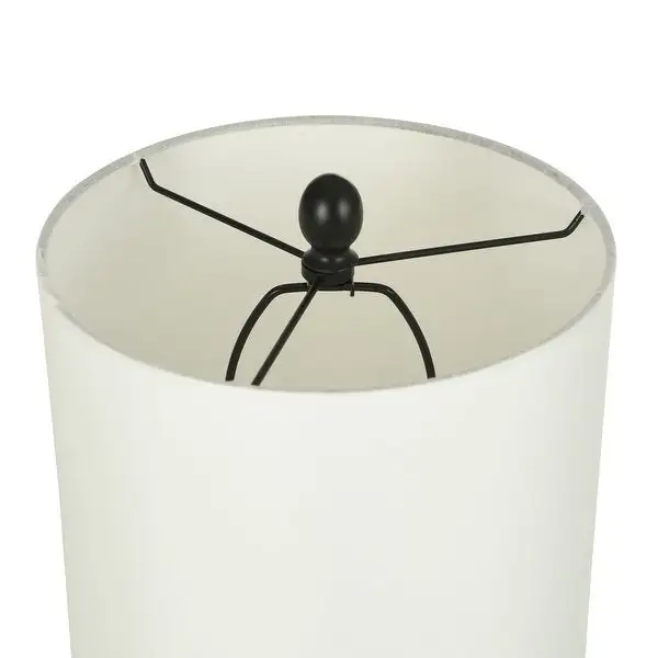 Glass Table Lamp - Black Finish with Off White Linen Shade