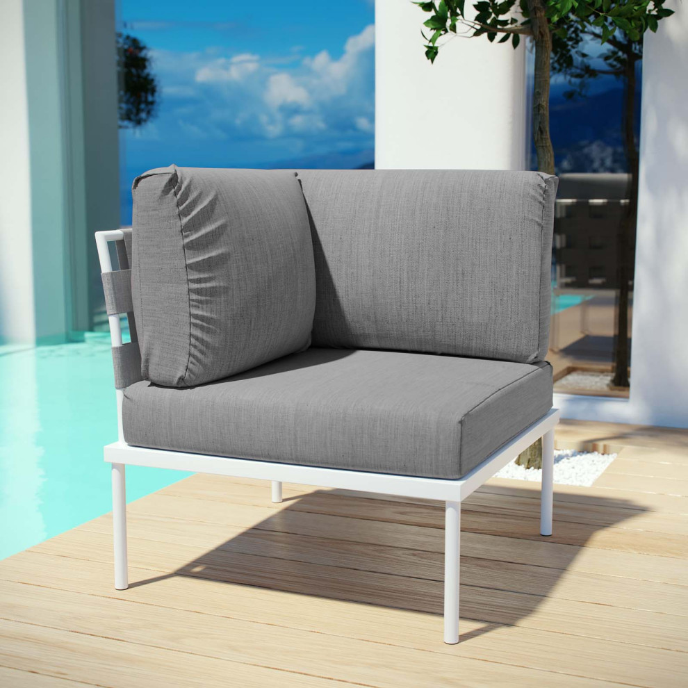 Harmony Outdoor Aluminum Corner Sofa   Contemporary   Outdoor Lounge Chairs   by Homesquare  Houzz