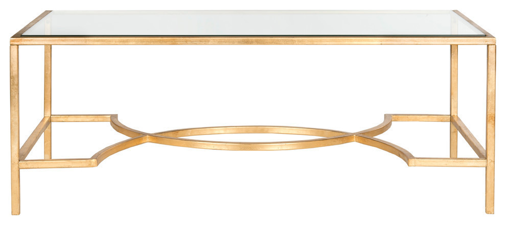 Genavieve Coffee Table  Gold/Tempered Glass Top   Contemporary   Coffee Tables   by Rustic Home Furniture Deco  Houzz