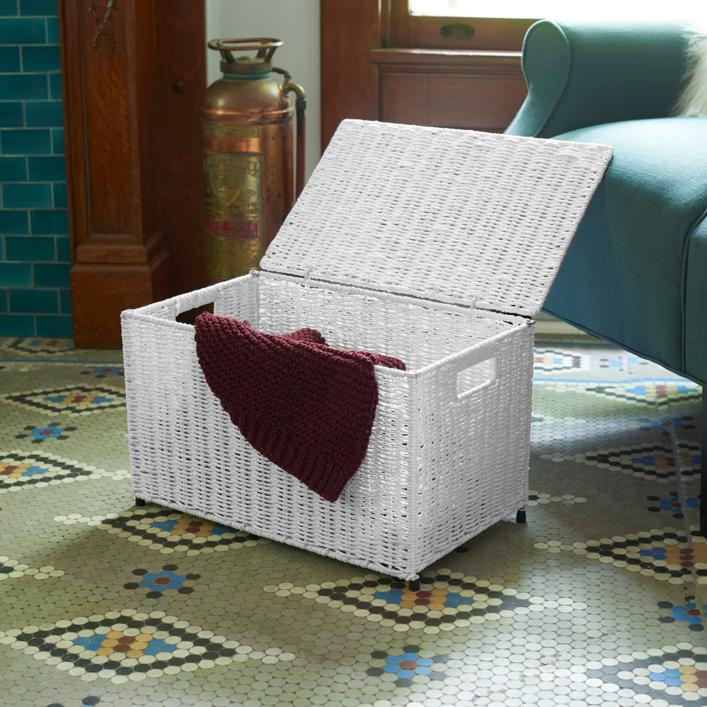 Small Woven Sturge Chest  Paper Rope  Arctic White   Beach Style   Accent Chests And Cabinets   by Household Essentials  Houzz