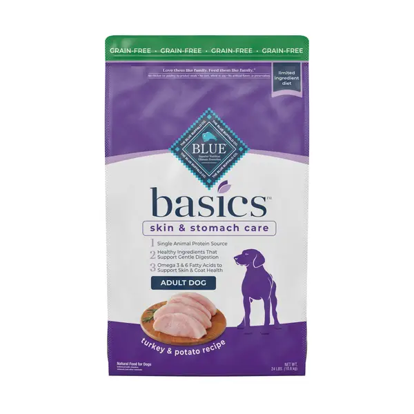 Blue Buffalo Basics 24 lb Skin and Stomach Care Turkey and Potato Grain Free Natural Adult Dry Dog Food