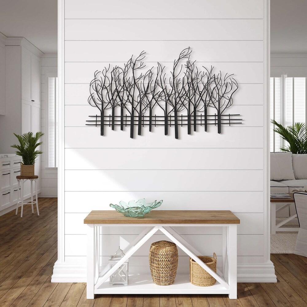 Black Metal Field of Trees Wall Decor