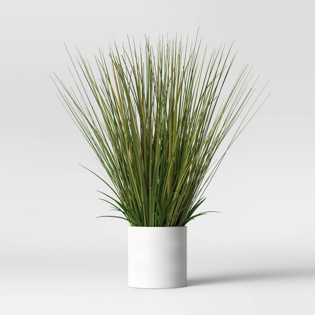 X 15 quot Artificial Onion Grass Arrangement In Ceramic Pot