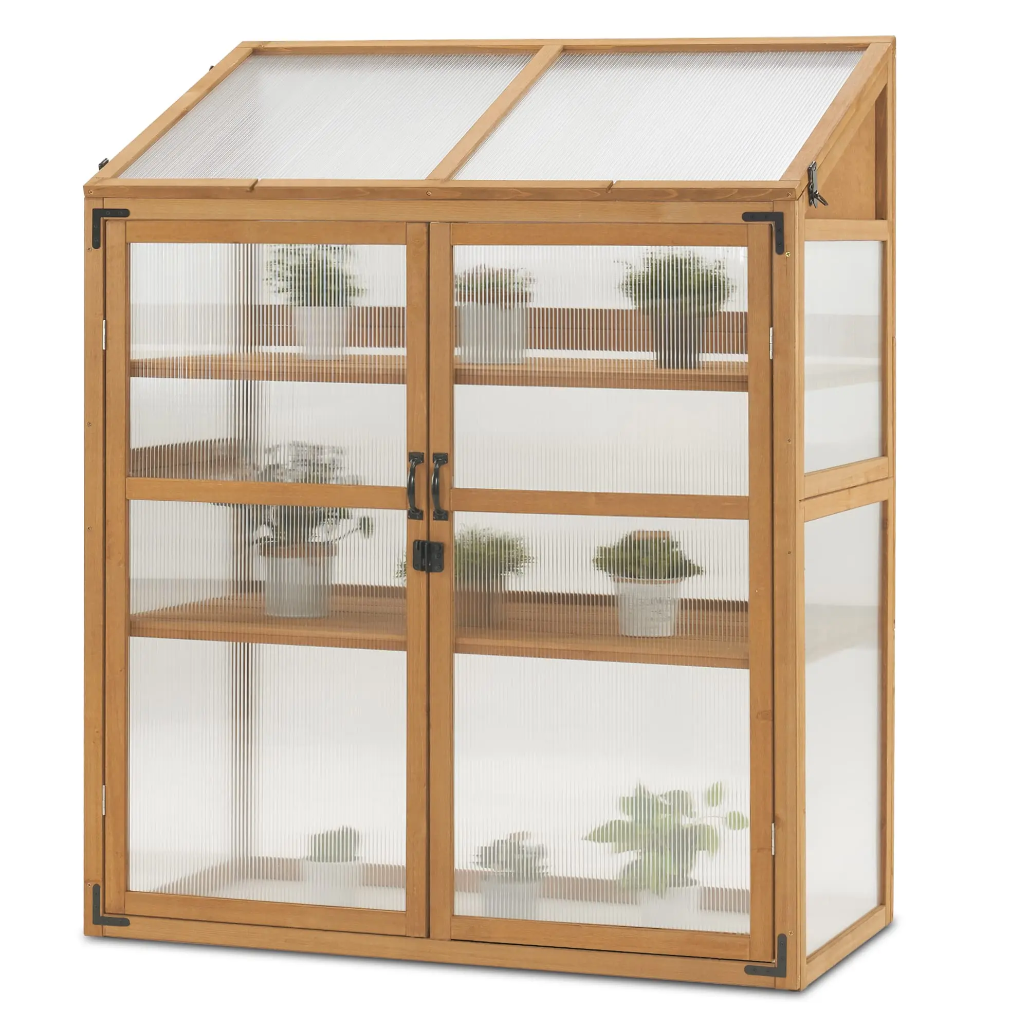 Cold Frame Greenhouse  Large Wooden Greenhouse Cabinet  Garden Cold Frame with Adjustable Shelves for Outdoor