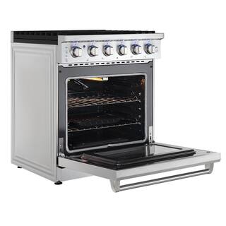 Empava 30 in. 4.5 cu. ft. Single Oven Freestanding Gas Range with 5 Burners in. Stainless Steel with Storage Drawer EMPV-30GR10