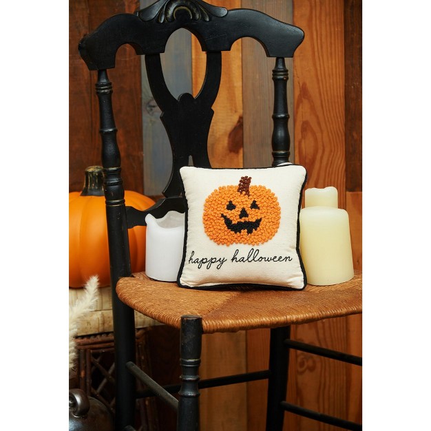 Pumpkin Jack o lantern French Knot Halloween Throw Pillow