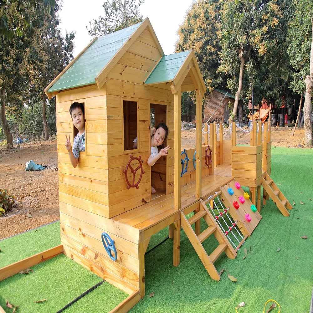 Outdoor Modern Children Easily Assembly Wooden Kids Playhouse Cubby House