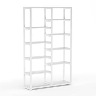 TRIBESIGNS WAY TO ORIGIN Hamilton 70.9 in. White Wood 10-Shelf Etagere Bookcase with Open Back HD-CJ156