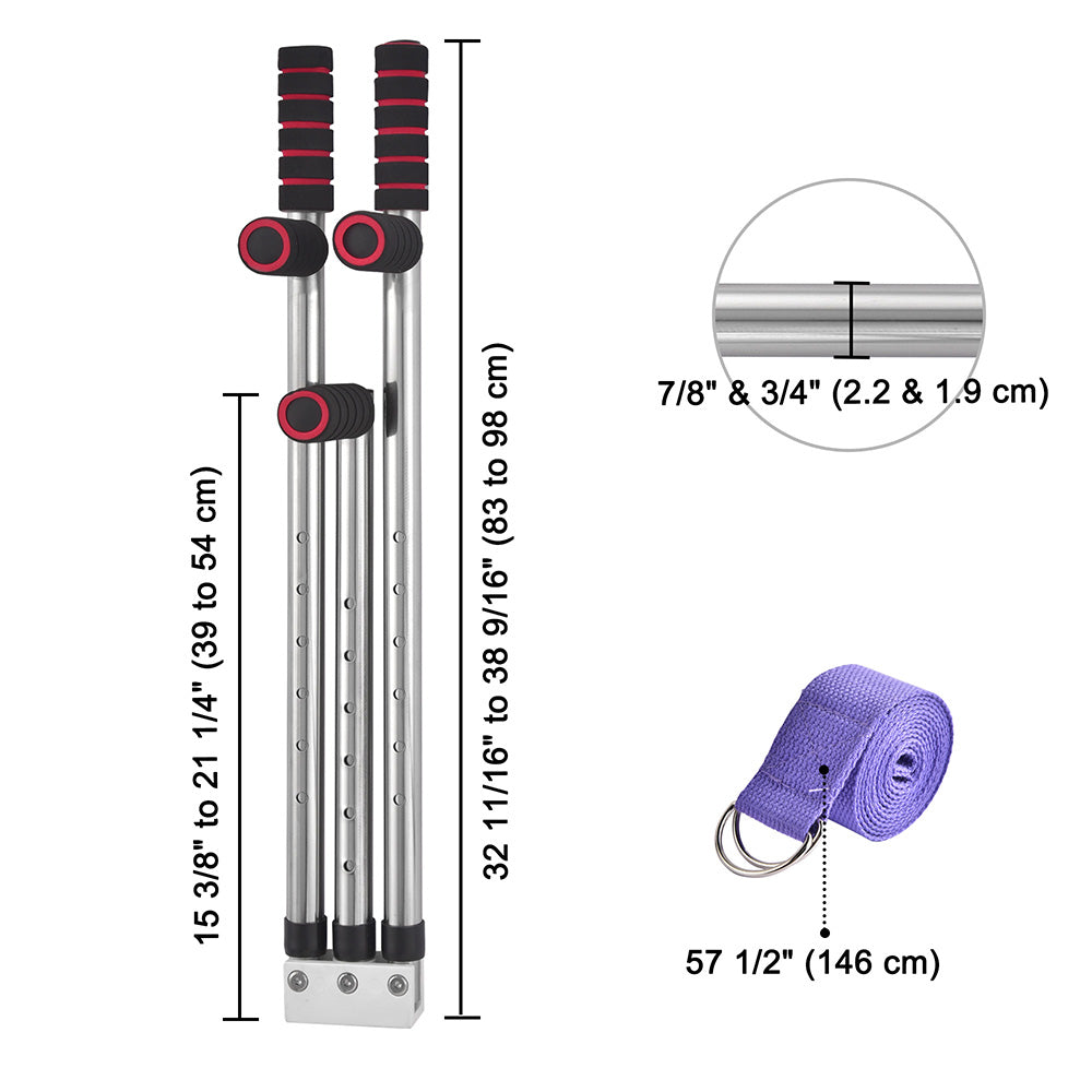 Yescom 3 Bar Leg Stretcher Flexibility Trainer Adjustable with Strap